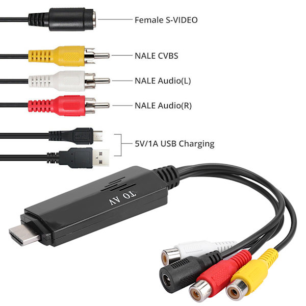 För HDMI till AV RCA 1080P HD-omvandlare adapterkabel hane till hona för TV VCR DVD