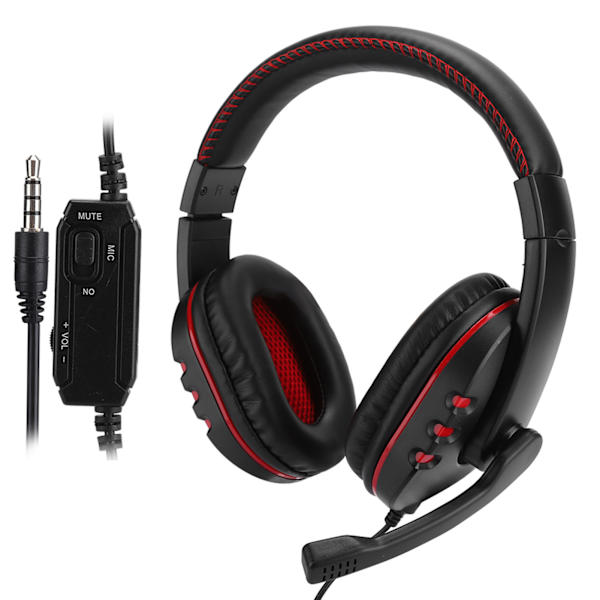 Headset för datorspel med huvudmontering, hög prestanda för PS4 (svart röd)