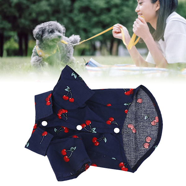 Husdjurskläder, Andningsbara Husdjurskläder Med Trendigt Fruktmönster, Hudvänliga Och Återanvändbara För Perfekt Vår-/Sommarklädsel, Marinblå Polyesterhund