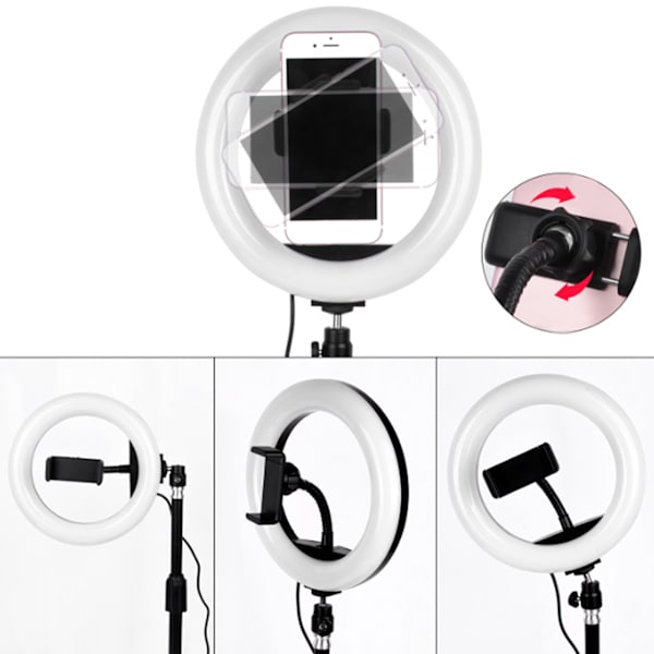 Suoraan lähetettävä USB-rengastäyttövalo himmennettävällä LED-lampulla ja matkapuhelinklipsipidikkeellä