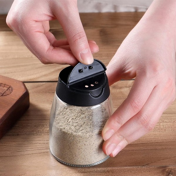 Kryddströare med automatisk flippdesign, genomskinliga glasbehållare för enkel överblick, helt förseglade för att förhindra fukt, perfekt för utomhusbruk