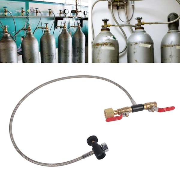 CGA-320 CO2-sylinderoverfyllingsadapter med slange for påfylling av brusbeholder 36\" med måler