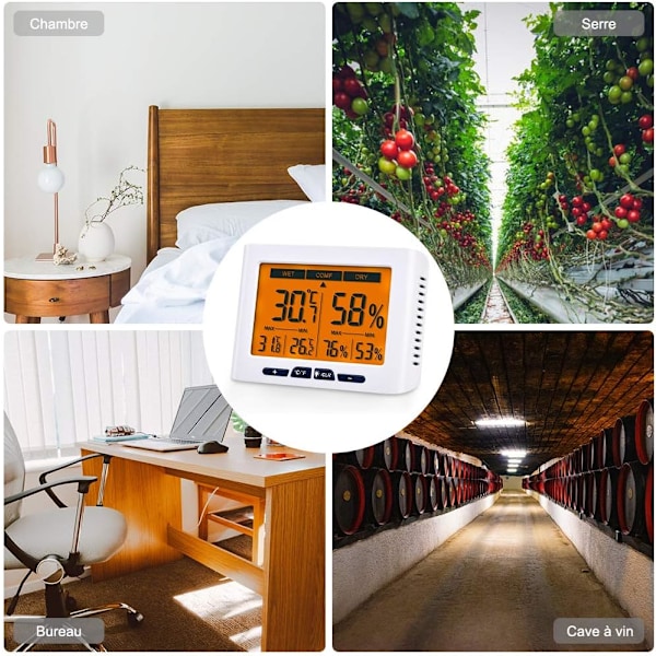 Känslig Bakgrundsbelysning Inomhus Temperaturmätare, Digital Hygrometer Med Hög Precision, Komfortindikator, Flera Placeringsalternativ Inklusive Vägg