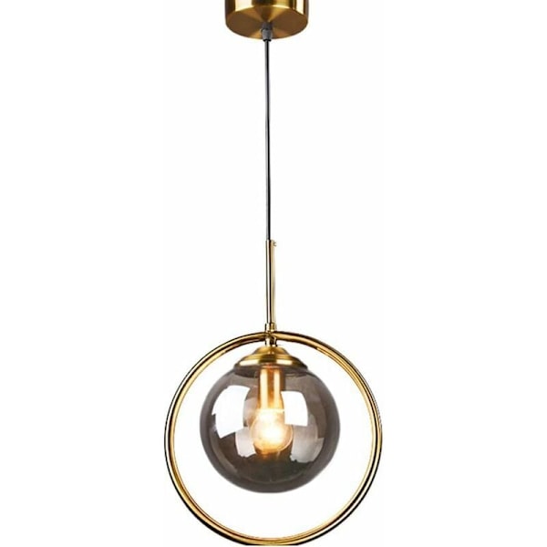 Rökgrå Lampskärm, Handblåst Glas Pendellampa Med Borstad Guld Finish För Sofistikerad Inredning