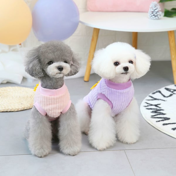 2 förpackningar Hundkläder Pet Plysch Pullover Hundtröja Mjuk Varm P