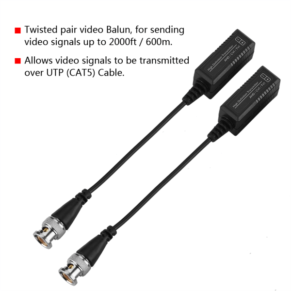 1 pari HD CVI/AHD/TVI passiivinen lähetin-vastaanotinsovitin Lähetin Video Balun CCTV UTP BNC Cat5