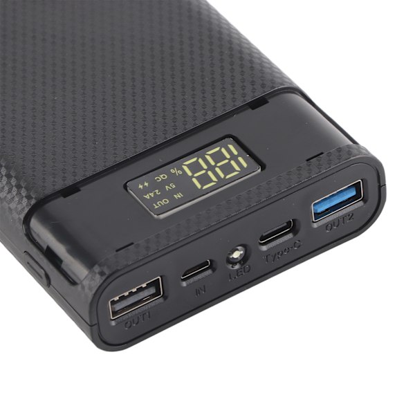 Hurtig opladning version 8x18650 Power Bank Case USB DIY Kit Shell Batteriholder OpladningsboksSort
