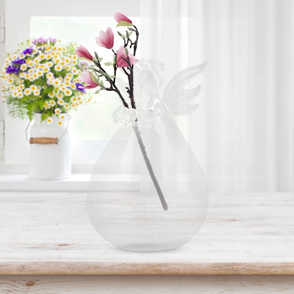 Vinkelhandgjord transparent glasvas blomkruka dekoration hushållskontor