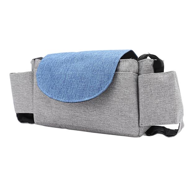 Baby Joggevogn Multi Lomme Oppbevaringspose Justerbar Spenne Håndvogn Hengepose Multi Lomme Baby Joggevogn Pose Grå Blå