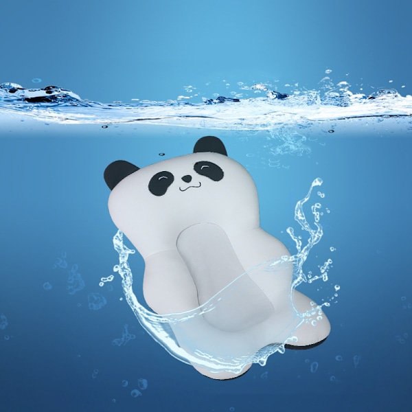 Bedårande Panda Baby Bad Flytande Matta, Livmoder Bionisk Design Mjuk Svampinsats för Säker & Bekväm Babybadkar Badkudde, Halkfri Vit