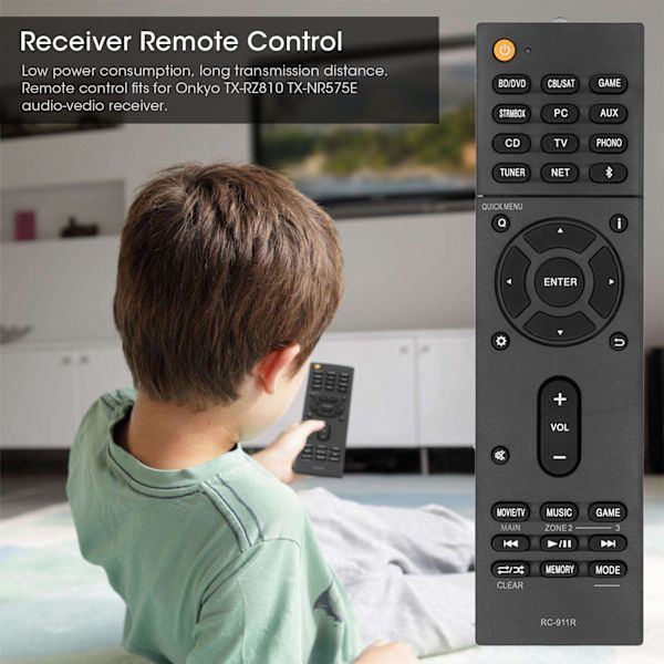 RC911R Fjernbetjening til Onkyo TXRZ810 TXNR575E AudioVideo Receiver