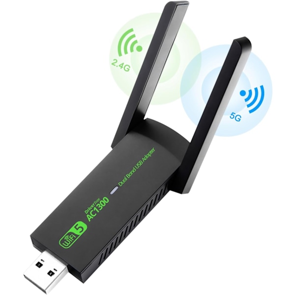 USB WiFi-adapter för stationär dator, laptop, AC1300Mbps Dual Band 5G 2_4G trådlös nätverksadapter, innovativ design för optimal signalkvalitet