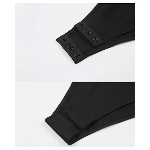 Bodysuit Topp Dam Båthals Enfärgad Långärmad Åtsittande U-hals Polyester Jumpsuit L Svart