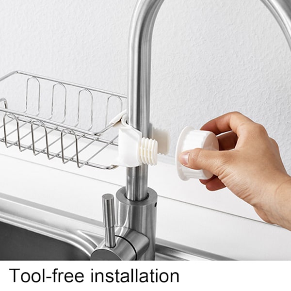 Diskställ för kranar till diskhoar, Hygienisk dräneringsdesign i rostfritt stål, Snäppfäste för platsbesparande organisering