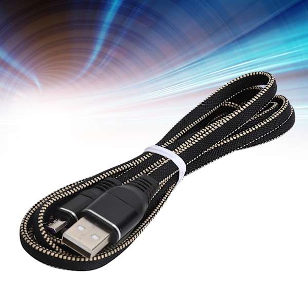 Micro USB-laddningskabel förlängd nylonflätad snabbladdningssladd för Android-mobiltelefonerSvart