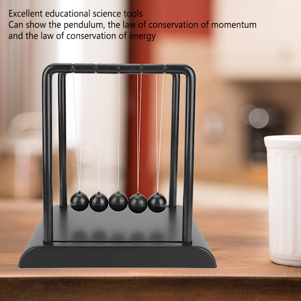 Newtons Vugge Balance Stålkugler Fysik Videnskab Pendul Ornamenter Intelligent Legetøj Skrivebord, Sort