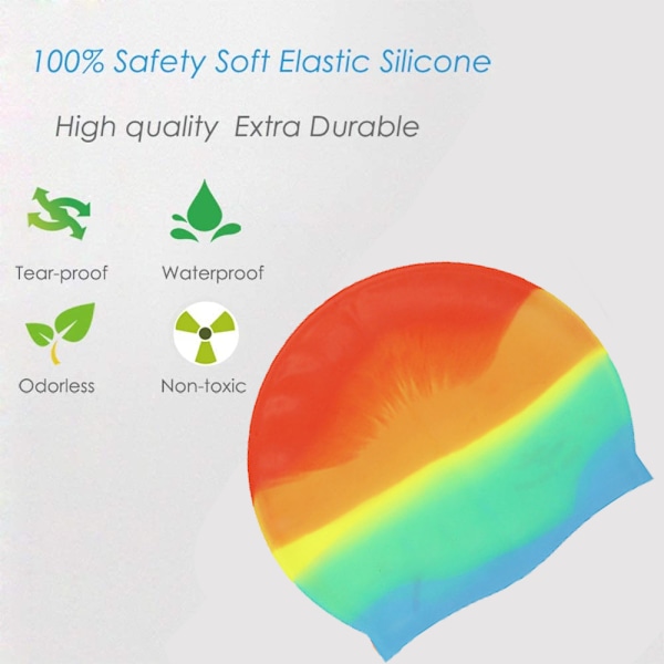 Simhätta i silikon, elastiskt material, halkfri design, lättvikt, lämplig för män och kvinnor, skyddar håret från klorskador, lätt att ta på och av