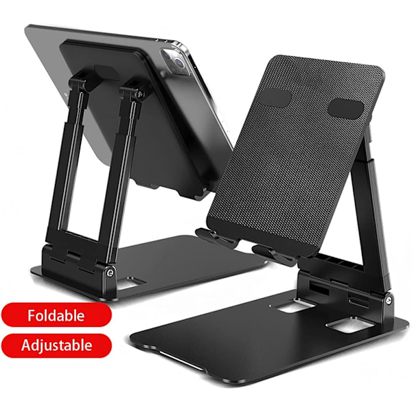 Tabletställ för 4-13 tums enheter, justerbart & hopfällbart, handsfree-design, bred kompatibilitet, halkfri & stabil bas, portabelt & lättviktigt för