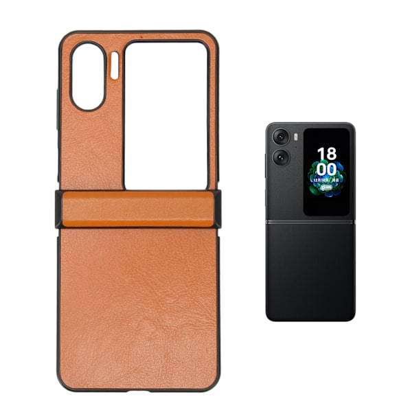 Fodral i läder till vikbar telefon med ränder, förhindrar fall för Oppo Find N2 Flip
