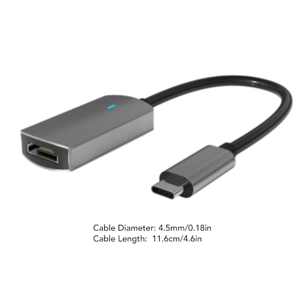 Type C til HD Multimedia Interface Adapter 4K 30Hz Plug and Play Type C Docking Station til Mobiltelefoner Computere Grå