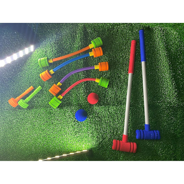 Krocketset för inom- och utomhusbruk, klassiskt trädgårdsspel för familjekul, mjuka skumkomponenter förhindrar oavsiktliga skador, inkluderar non-woven PVC-väska