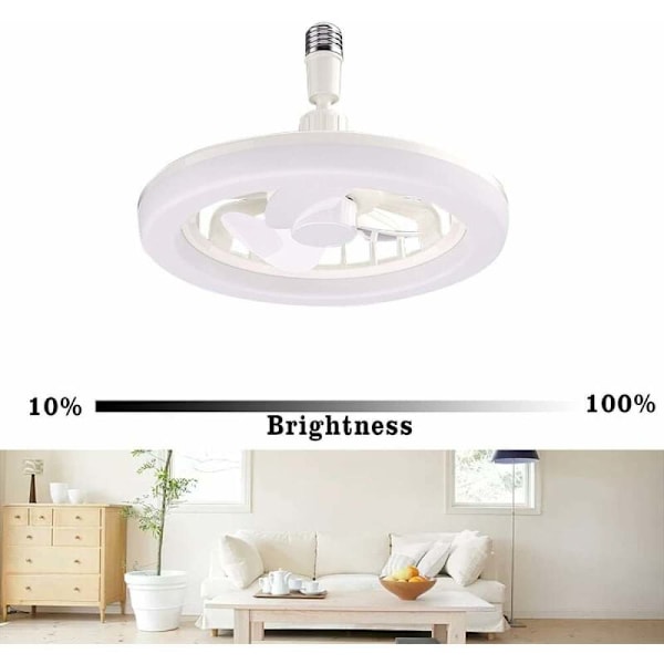 Mini Takfläkt, E26 Sockel Ultralätt Högteknologisk Design Naturlig Ljusförbättring Tyst Fläkt Dimbar Lampa för Vardagsrum, Sovrum, Matsal,