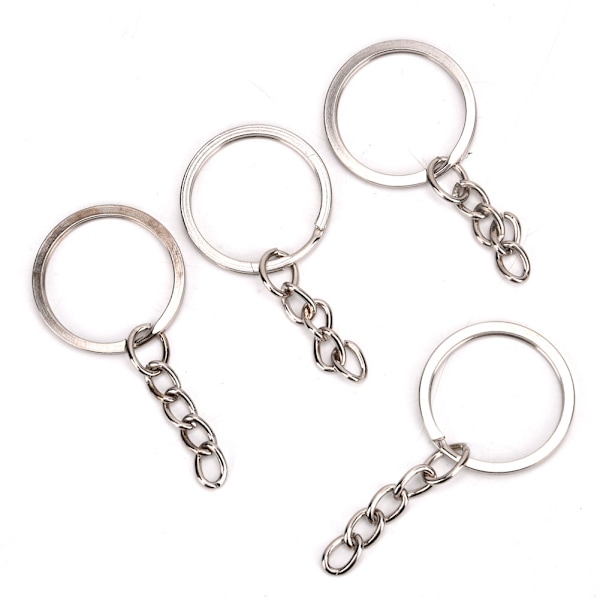 100 kpl/settiä hopeanikkelimetallipyöreä DIY-avainrengas avaimenperän korulöydöt tarvikkeet (25 mm)