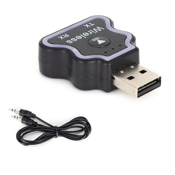 Bluetooth 5.0 Audio Sändtagare Mottagare Adapter Färgglad omgivande ljus USB Trådlös Audio Adapter