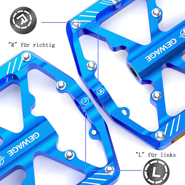 Mountainbikepedaler, Slitstarka Lätta & Reflexremsor Halkfria CNC Aluminium Cykelplattformspedaler för Landsvägscyklar, MTB, E-cykel, Ihåliga