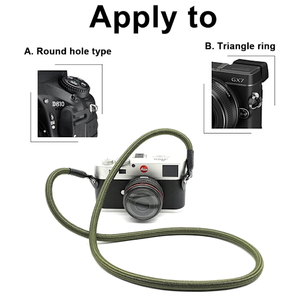 Vintage-kameranauha 105 cm nailonkierreköysi Kameran kaulanauha DSLR-kameralle