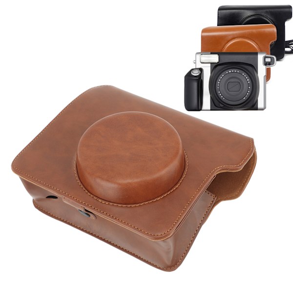 Mini Instant Camera Skyddsväska PU Kameraväska Med Justerbar Axelrem För Fujifilm Wide300 Brun