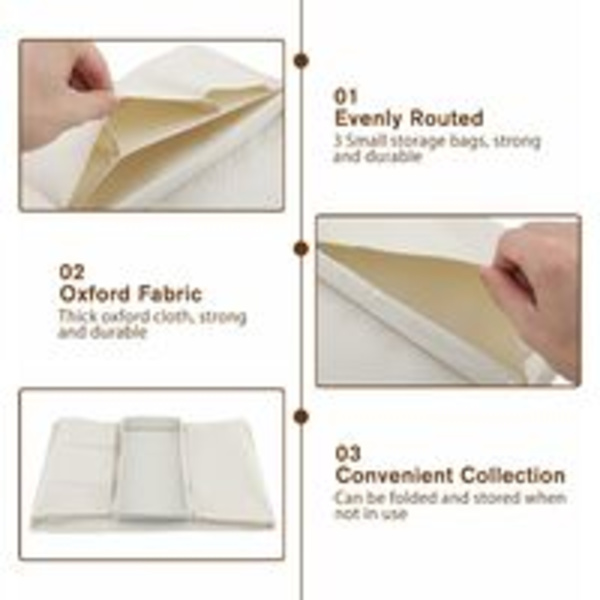Sofa Armrest Hængende TV Fjernbetjening Organizer Sofa Opbevaringspose med Kopholder Bakke Sofa Opbevaringsbakke (Hvid)
