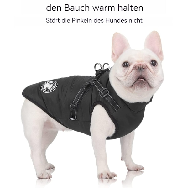 Husdjursskydd, Hundtäcke med Sele, Vattentätt Yttre Lager & Varmt Fleece Foder för Labrador, Chihuahua, Tax, Fransk Bulldog, Vintertäcke,