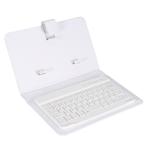 Universal trådløs Bluetooth-tastatur Flip Case Cover med stativ for IOS/Android-telefoner Hvit