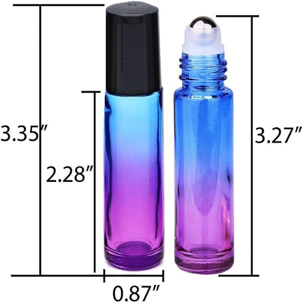 Rostfria Stålrullar, Gradientfärgade Rollerflaskor För Estetiskt Tilltal, Hållbar Glasstruktur, Läcksäker Design För Säker Resa, 10 ml