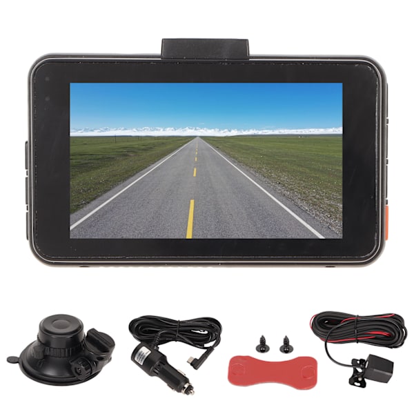 Dubbel Dash Cam 4K 1080P 3in skärm Wifi 170 graders vidvinkel Auto ON OFF Rörelsedetektering Bilinstrumentbräda Kamera