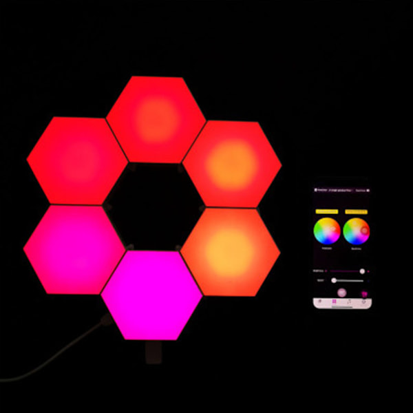 Färgglad Geometrisk Dekor, Hexagonlampor Med Dubbel Kontroll För Belysning I Flera Scener