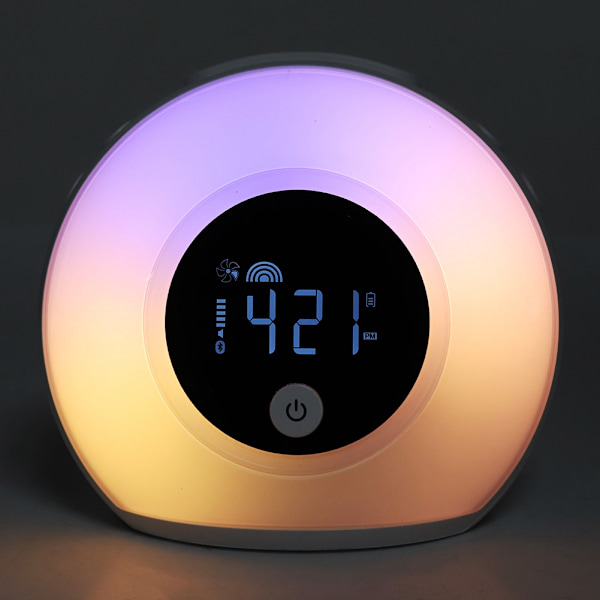 Färgglad Väckarklocka med Andningslampa Barn Bluetooth Högtalare Bordlampa Alarmklocka för Sovrum