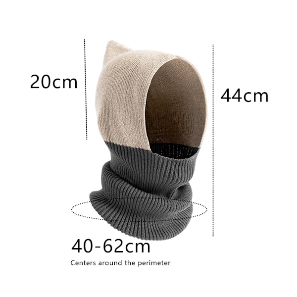 Stickad ull Dam Beanie Hat, Vintermössa Halsduk Mask Set,Wom