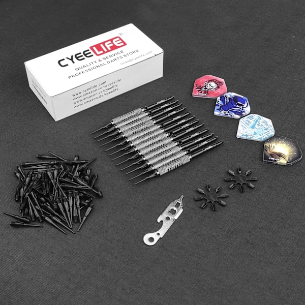 Mjuk Dartset för Hög Precision, Färgglada Flights Ger En Rolig Twist Till Dina Dartäventyr Med 12-Pack Plastiska Skaft Som Är Slitstarka Och