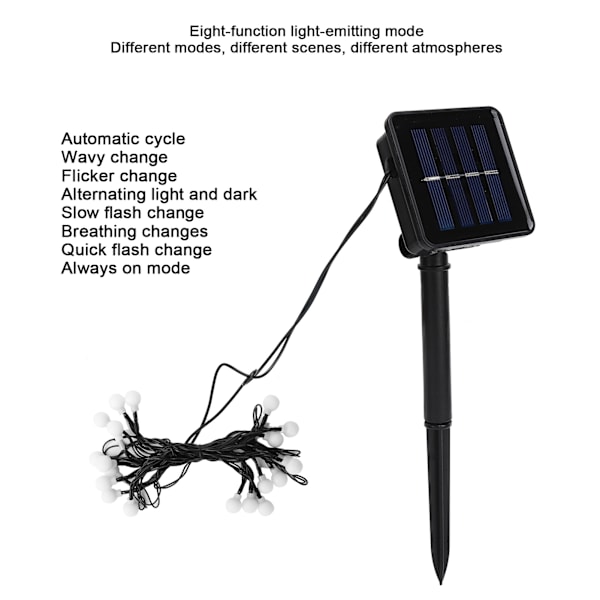 Solardrivna LED-ljusslingor, mångsidiga för sovrum, innergård, terrass, balkong, tält, bollformade lampor med vacker design