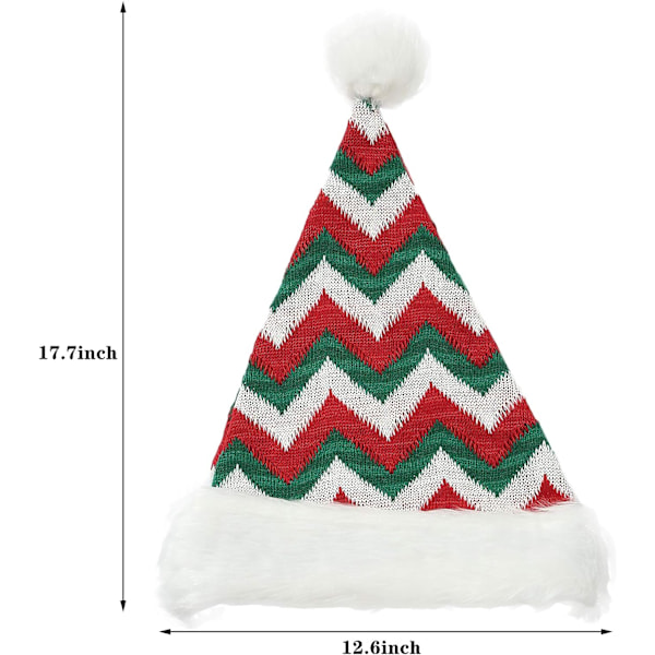 Strik Santa Hat, Julehat til Voksne, Unisex Hvid Komfort P