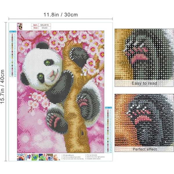 5D Diamantbroderi Kit, 30x40cm, Måla efter nummer, Full Diamantmålning, Diamantmålning, Full Diamantbroderi Kit, Söta Panda