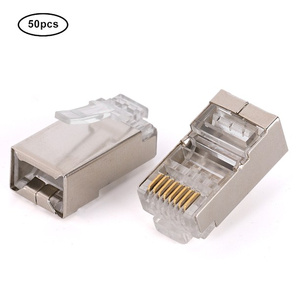 50 kpl Cat6 RJ45 -liitin Ethernet-verkkokaapeli Modulaarinen liitin 8P8C kullattu