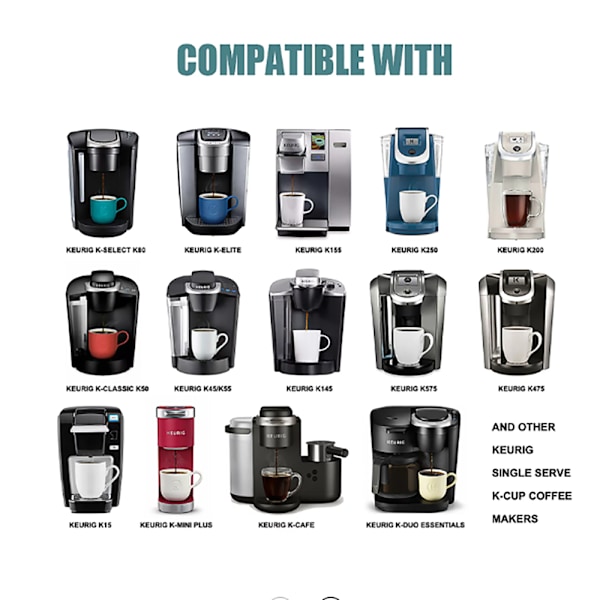 Spara pengar med återanvändbara K-muggar, kaffefilter i rostfritt stål, kompatibel med Keurig 2.0/1.0 Mini Plus (1-pack)