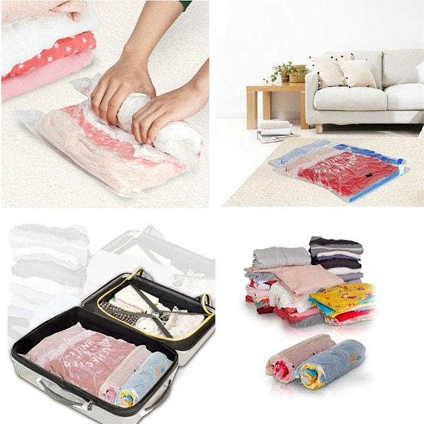 10-pack vakuumkompressionspåsar, platsbesparande 35 x 50, ingen dammsugare eller pump behövs.transparent för resor, kläder, täcken,