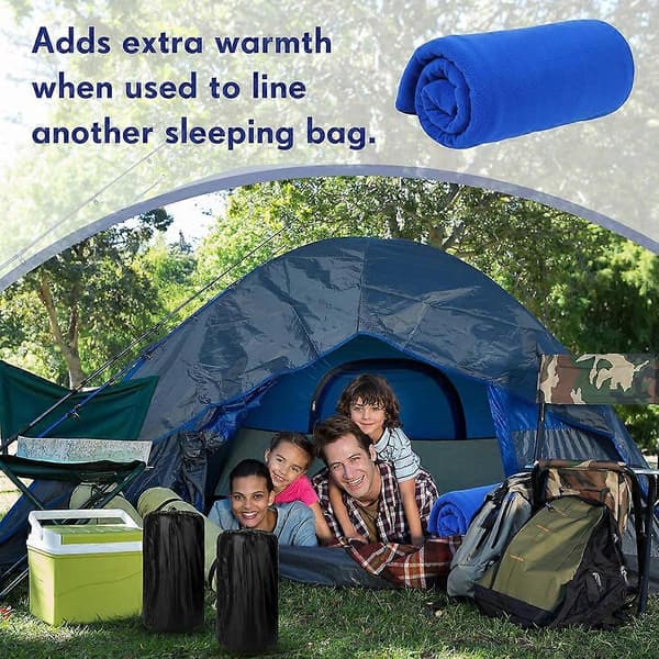 Fleece sovsäcksfoder med dragkedja, campingfilt kompatibel med utomhuscampingresor, lätt sovsäck kompatibel med vuxna och barn