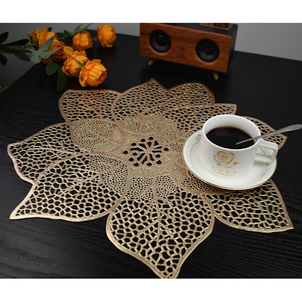 Fläckbeständiga bordsdukar, tvättbara och avtorkningsbara bordstabletter för dagligt bruk, 2 eleganta färger halkfri PVC med unik blommig design för