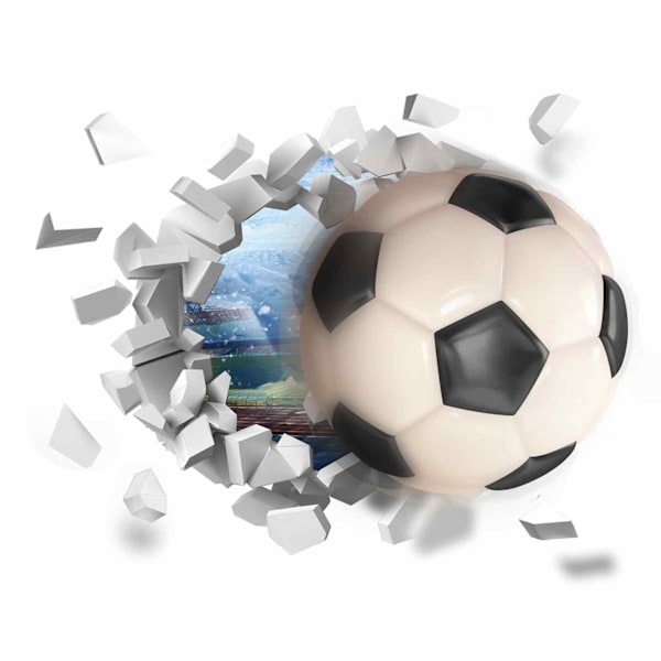3D Väggdekor Fotboll för Barnrum, Genombrott Väggdekaler, Färgglad Fotbollsväggmålning, Väggdekor Pojke Tonåring, Fotbollsaffisch Dekoration,