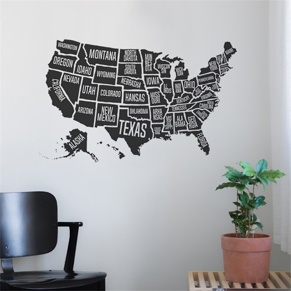 Wall Art Decal USA Map State Sticker Home Office Decoration for Bedroom Living Room Window